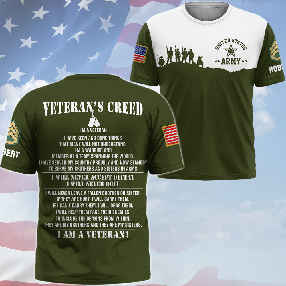 Personalized Shirt Personalized All Over Print Shirt Veteran's Creed I'm A Veteran I Have Seen And Done Things Custom Gift For Veteran's Day K1702 Trhn