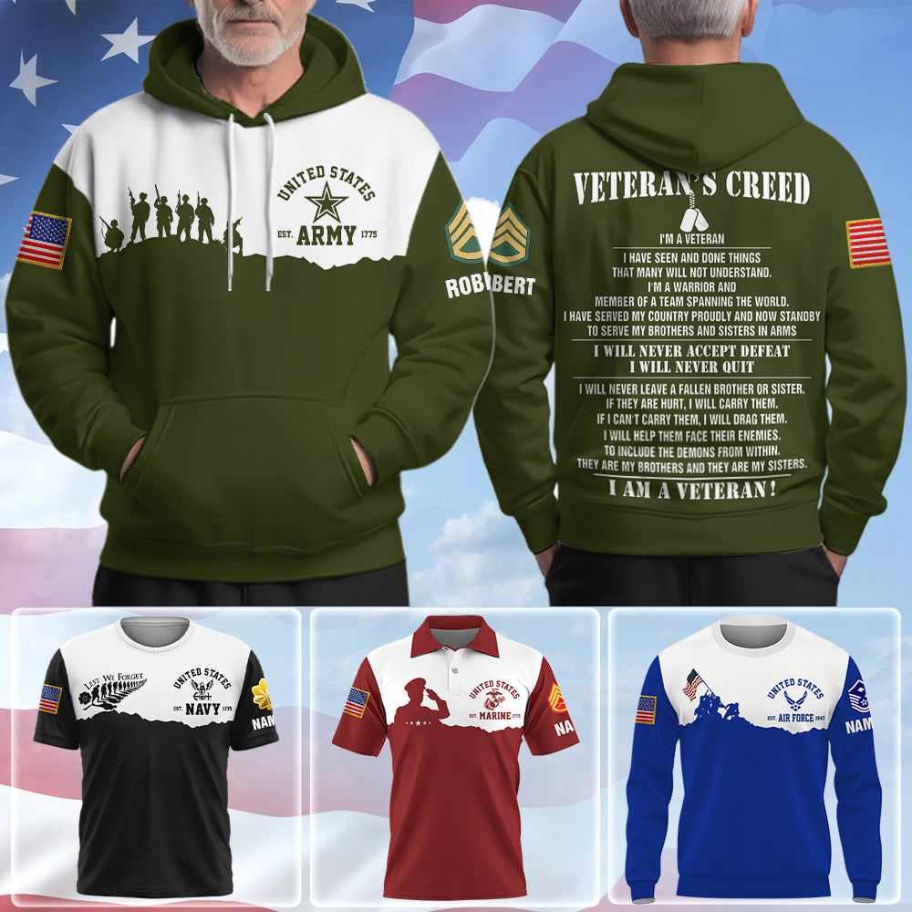 Personalized Shirt Personalized All Over Print Shirt Veteran's Creed I'm A Veteran I Have Seen And Done Things Custom Gift For Veteran's Day K1702 Trhn