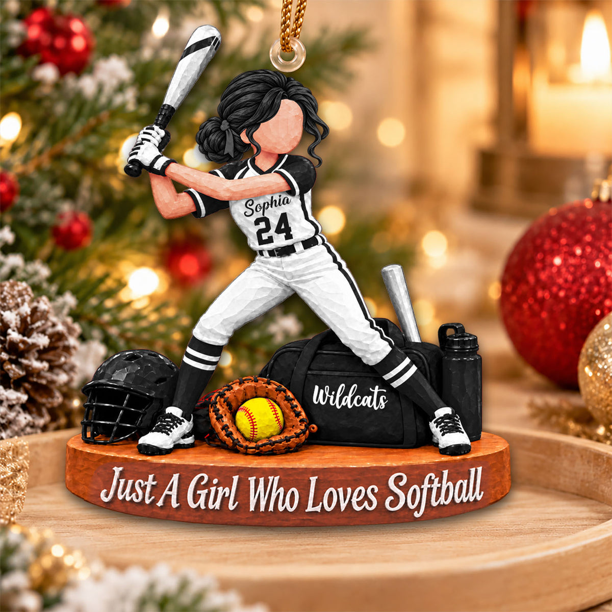 Just A Girl Who Loves Softball, Personalized Softball Ornament, Custom Player Name Gift, Gift For Softball Players Softball Lover Ver2 MI209 Nh00