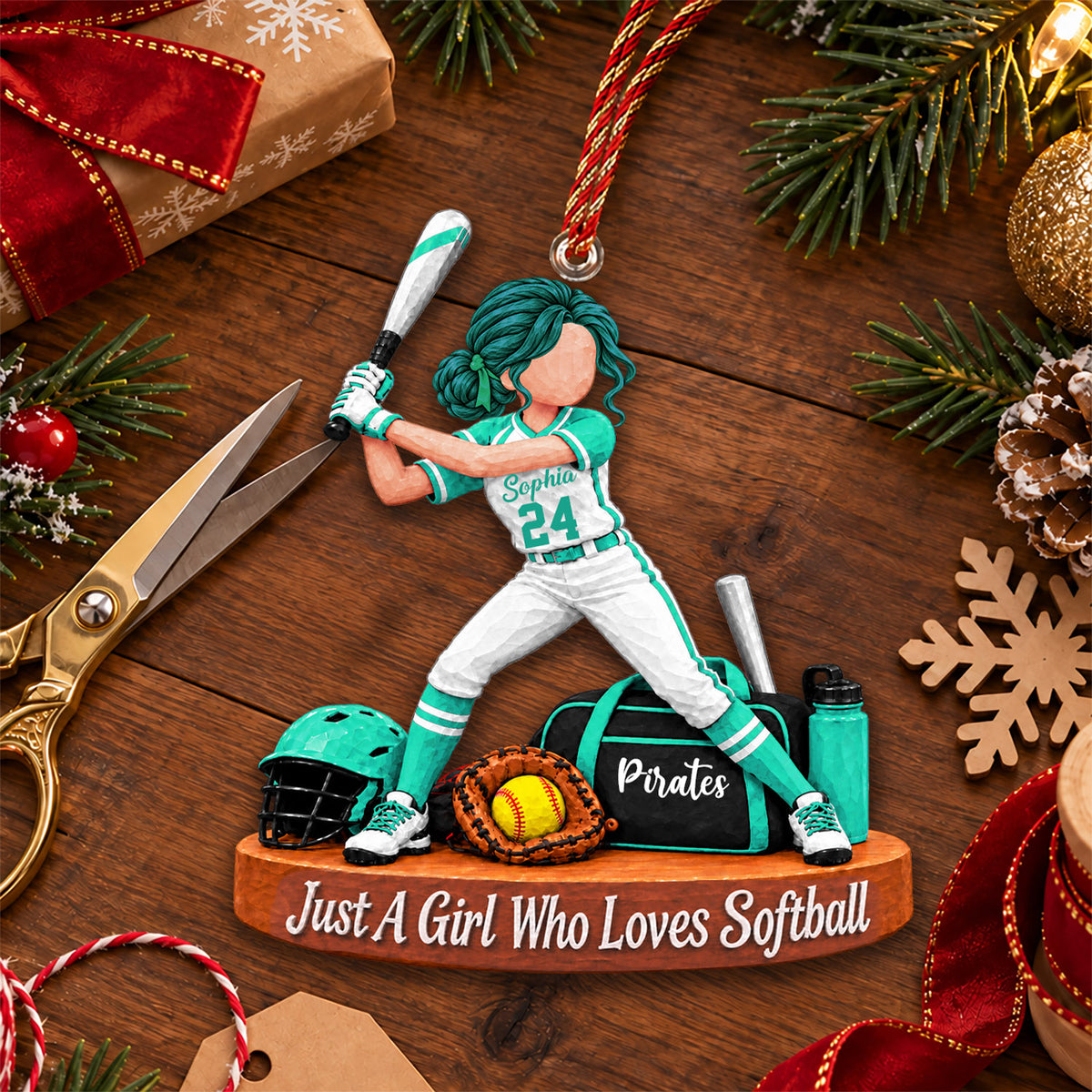 Just A Girl Who Loves Softball, Personalized Softball Ornament, Custom Player Name Gift, Gift For Softball Players Softball Lover Ver2 MI209 Nh00