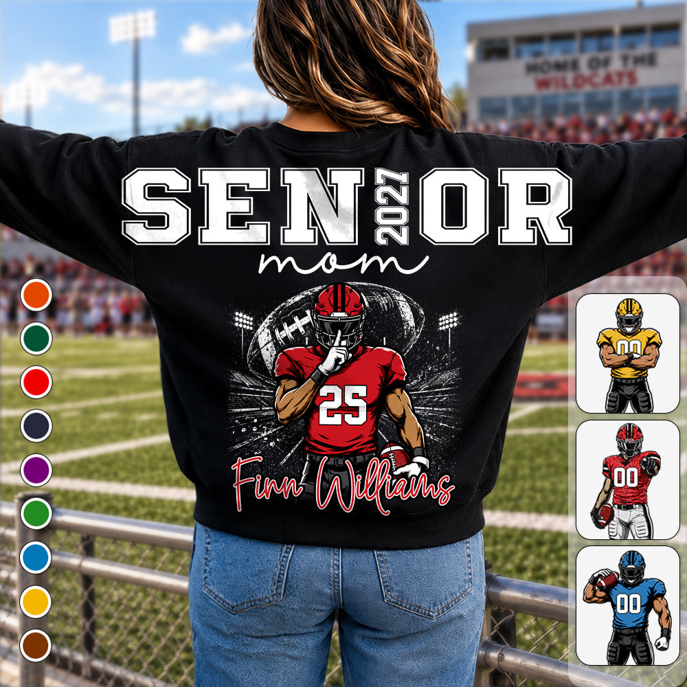 Custom 2027 Senior Football Mom Sweatshirt, Sports Mama Hoodie For Football Lovers L0411 Hv01