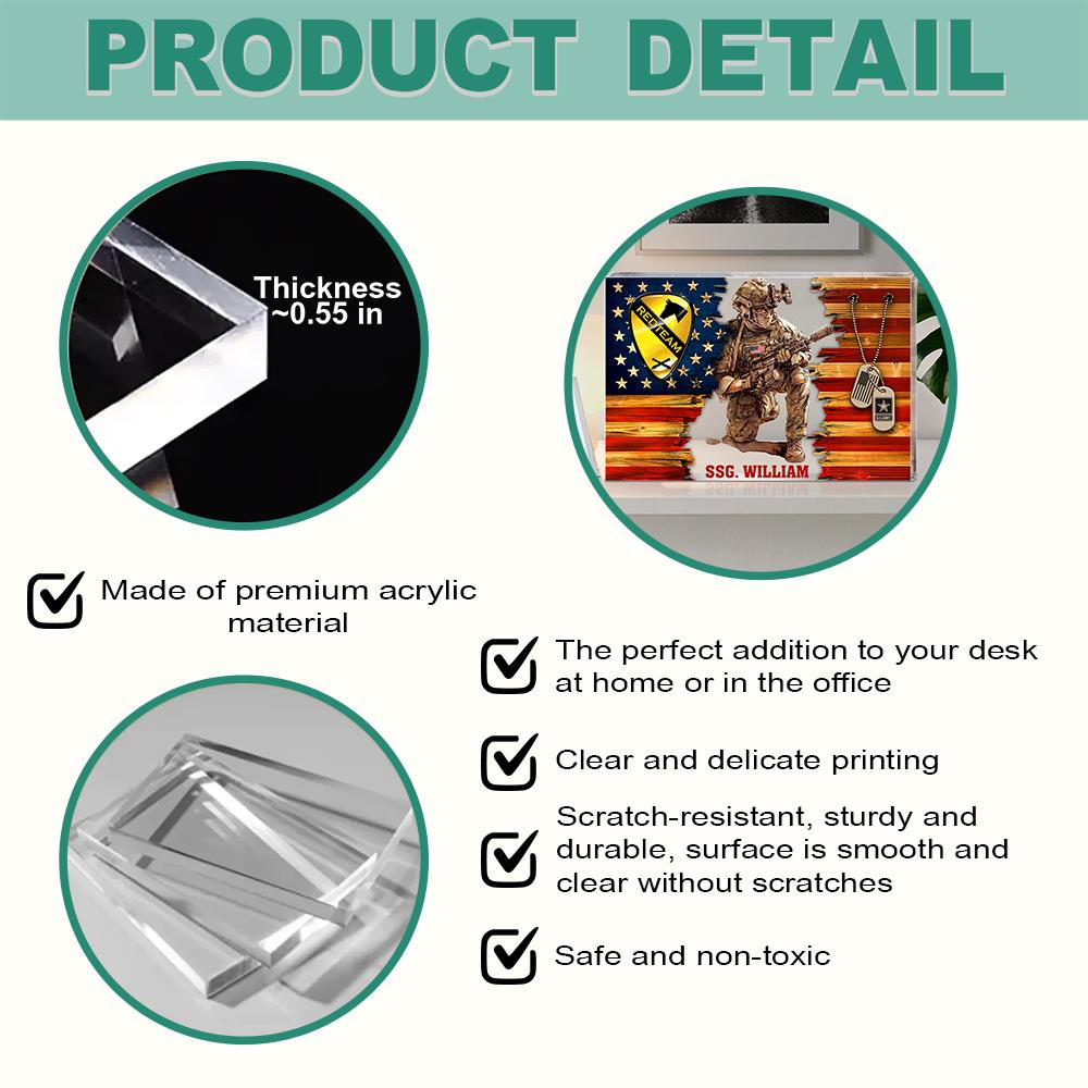 Personalized Acrylic Block Soldier American Rustic Flag Gift For Military Veteran Dad Grandpa Veteran K1702 Trhn