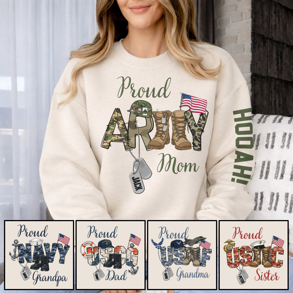 Custom Proud Army Family Mom Dad Brother Shirts, Personalized Army Dad Shirt, USA Army Family Outfits, Military Family Gift K1702 Pt99