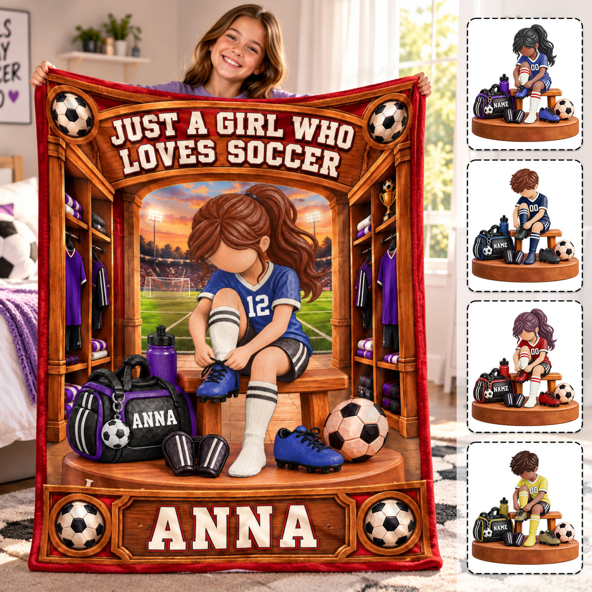 Personalized Soccer Player Blanket, Custom Name Soccer Player Gift Vr2 C2408 Hv01 DH09