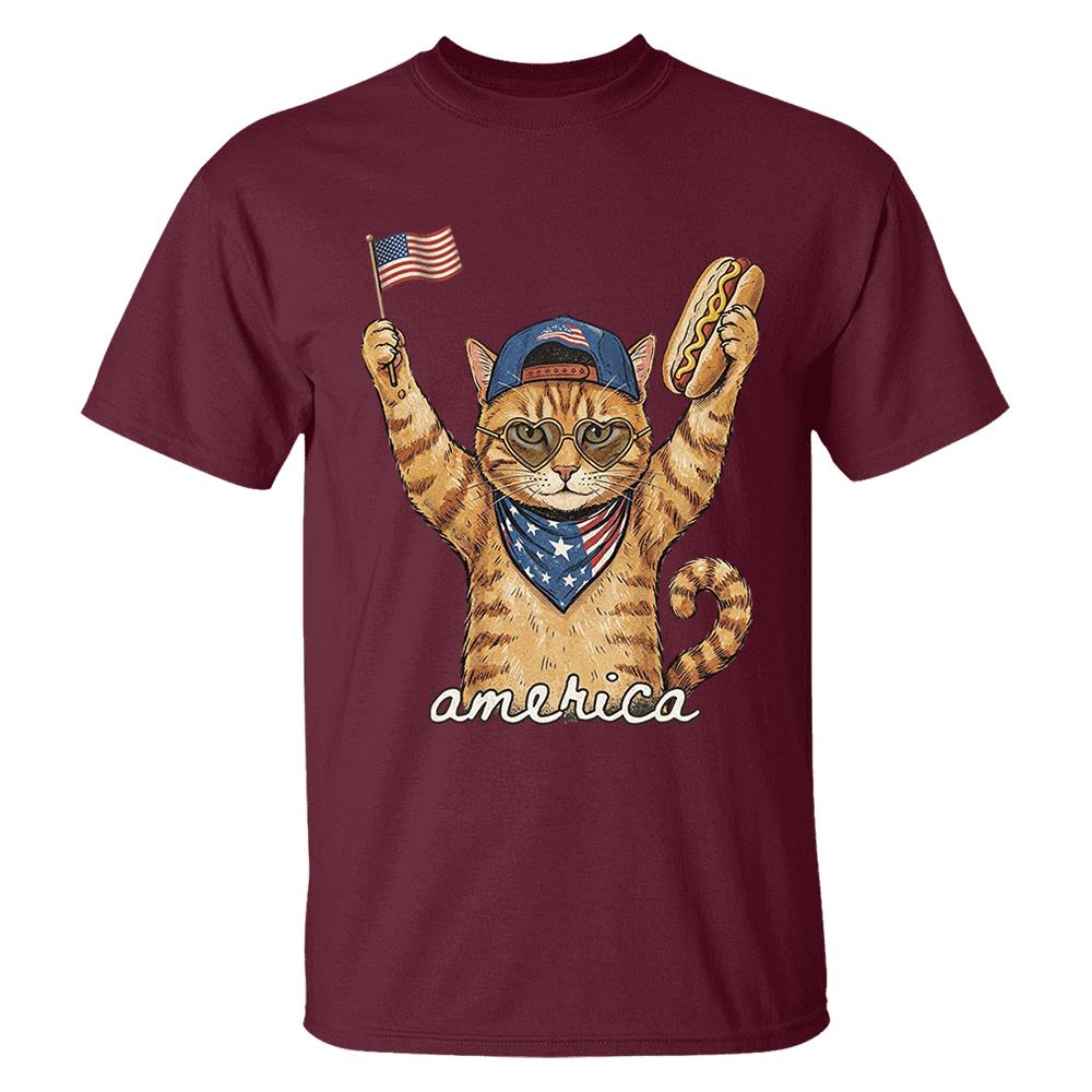 Custom Photo Pet, Patriotic Cat Shirt, Cat Lover Gift, 4th Of July Shirt, America Tee, Independence Day Graphic Nh00