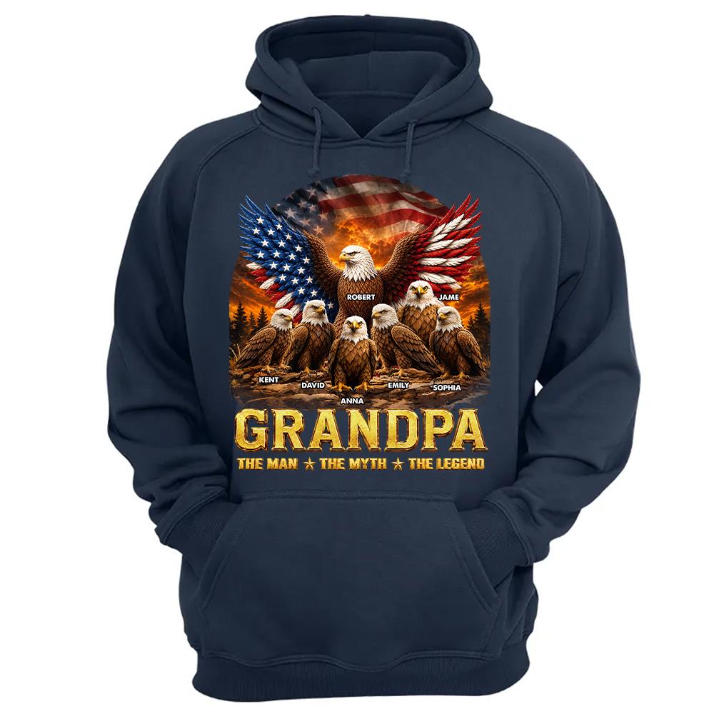 Grandpa Eagle - Personalized Shirt For Grandpa & Dad Vintage Shirt NA04 Hv01 Vrs2