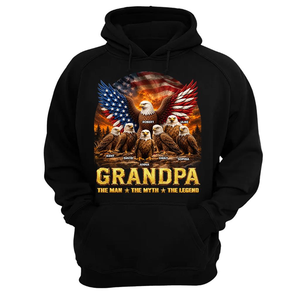 Grandpa Eagle - Personalized Shirt For Grandpa & Dad Vintage Shirt NA04 Hv01 Vrs2