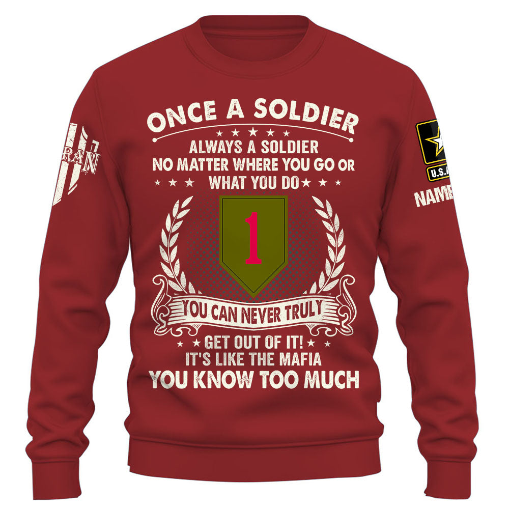 Personalized Shirt Once A Soldier Always A Soldier Custom Branch Division Gift For Veterans K1702