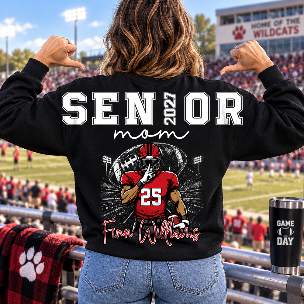 Custom 2027 Senior Football Mom Sweatshirt, Sports Mama Hoodie For Football Lovers L0411 Hv01