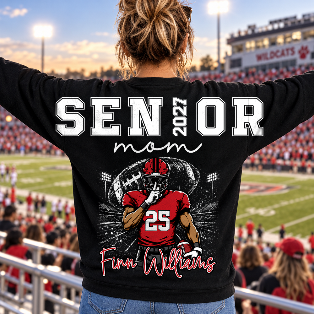Custom 2027 Senior Football Mom Sweatshirt, Sports Mama Hoodie For Football Lovers L0411 Hv01