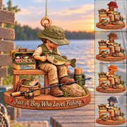 Personalized Just A Boy Who Loves Fishing Custom Name Christmas Ornament Gift for Son Dad Fishing H2511 Trna