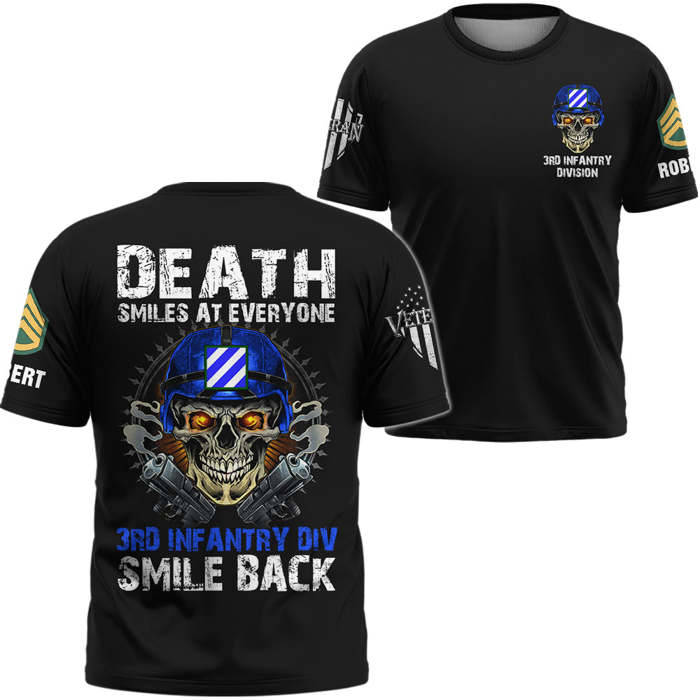 Personalized All Over Print Shirt Death Smiles At Everyone Veterans Smile Back Gift For Veteran K1702 Trhn