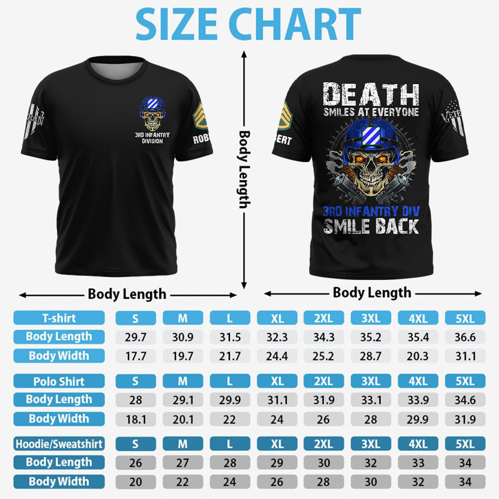 Personalized All Over Print Shirt Death Smiles At Everyone Veterans Smile Back Gift For Veteran K1702 Trhn
