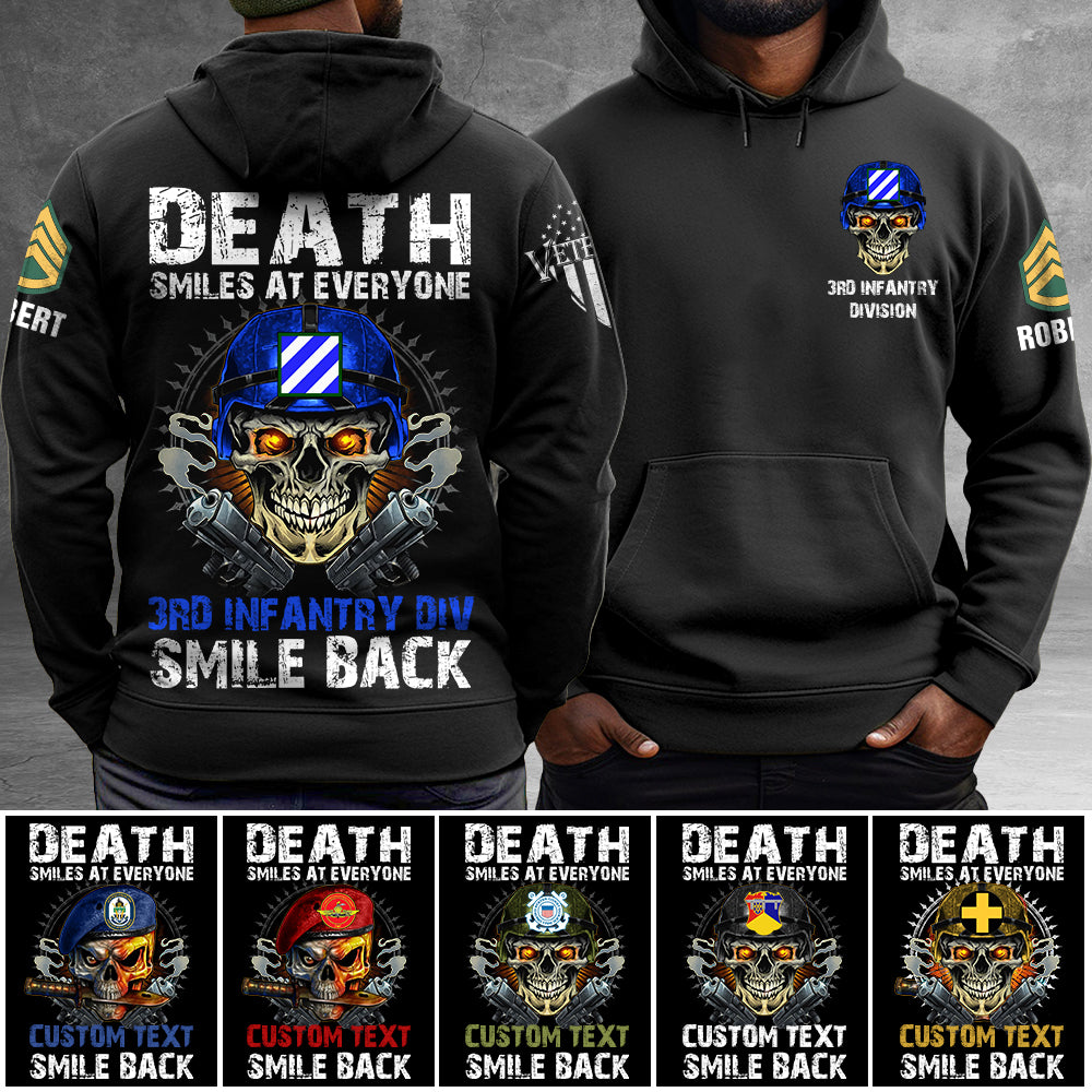 Personalized All Over Print Shirt Death Smiles At Everyone Veterans Smile Back Gift For Veteran K1702 Trhn