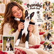 Personalized Boston Terrier Photo Pet Squishy Toy Poseable Plush Doll, Funny Gift For Dog Mom, Dad, Pet Lover T1807 T24 TL06