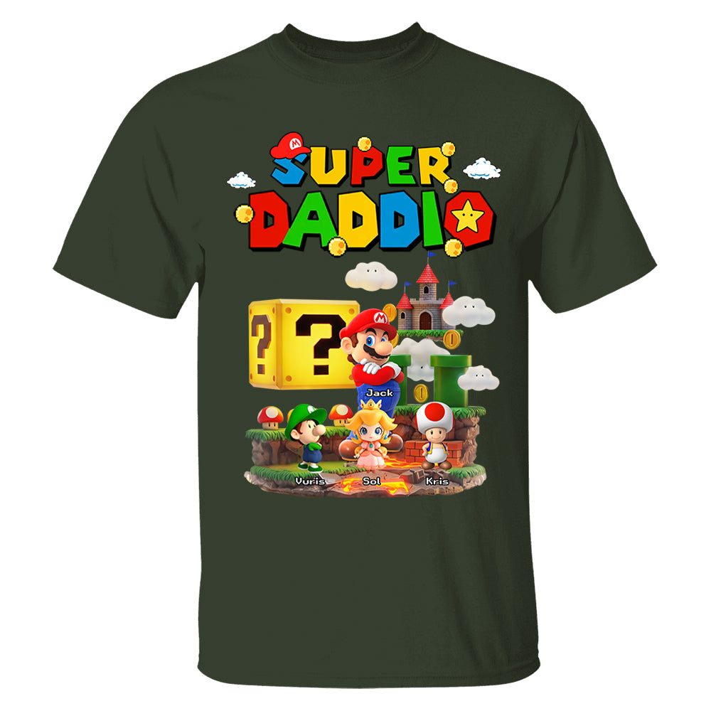 Super Daddio, Personalized Dad Shirt with Custom Kids Name, Gift For Dad, Gift For Father's Day MI209 T24