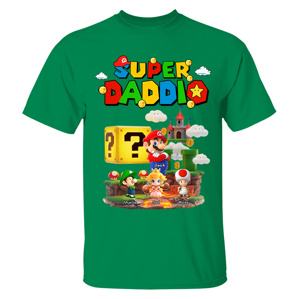 Super Daddio, Personalized Dad Shirt with Custom Kids Name, Gift For Dad, Gift For Father's Day MI209 T24
