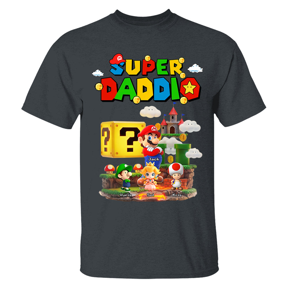 Super Daddio, Personalized Dad Shirt with Custom Kids Name, Gift For Dad, Gift For Father's Day MI209 T24