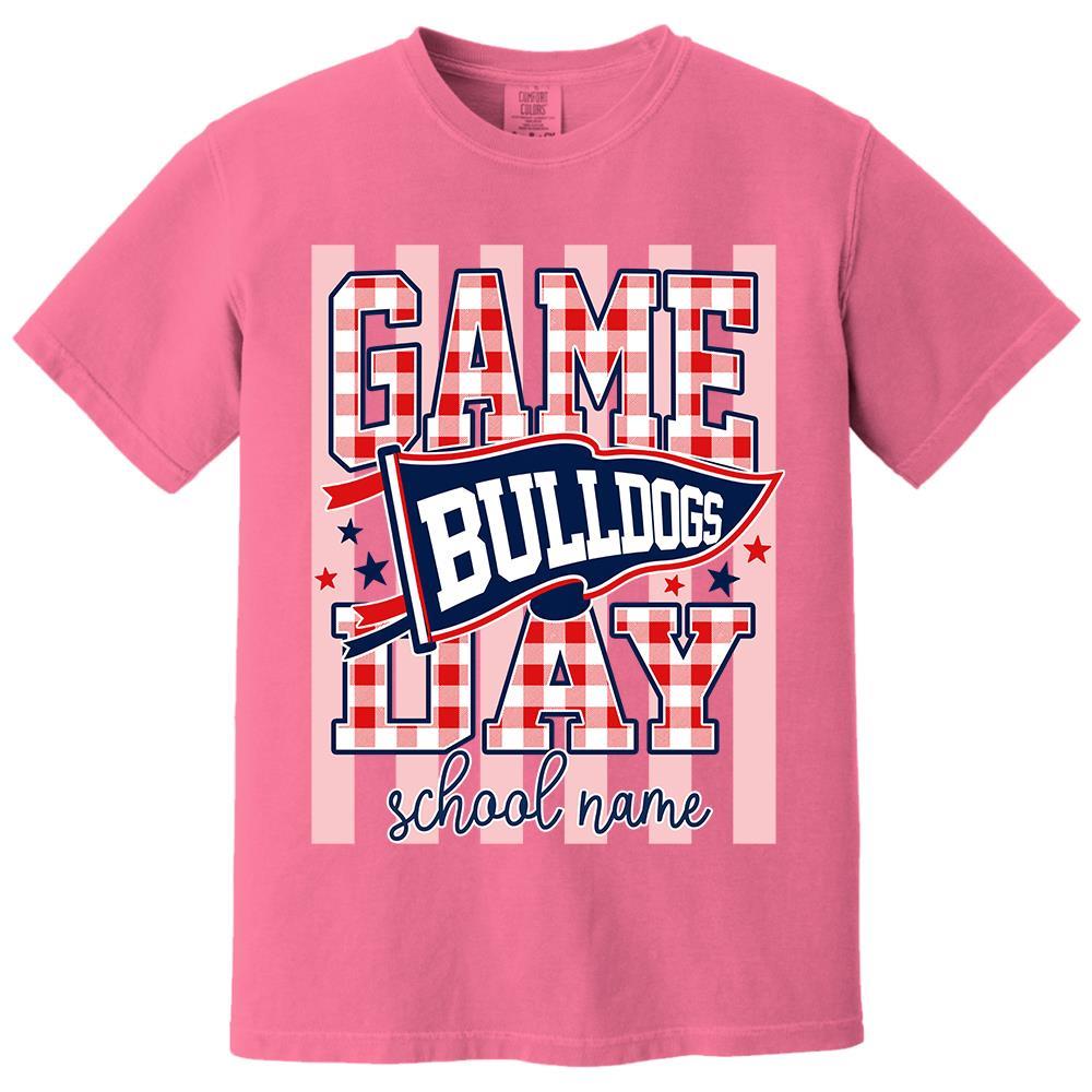 Game Day Striped School Mascot Shirt, Personalized Football School Spirit, Gifts For Teacher Student MI209 Hv01