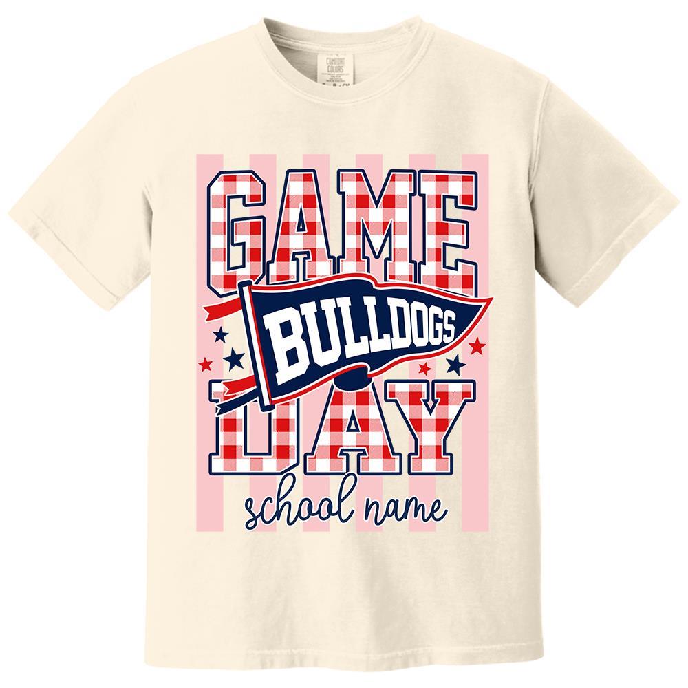 Game Day Striped School Mascot Shirt, Personalized Football School Spirit, Gifts For Teacher Student MI209 Hv01
