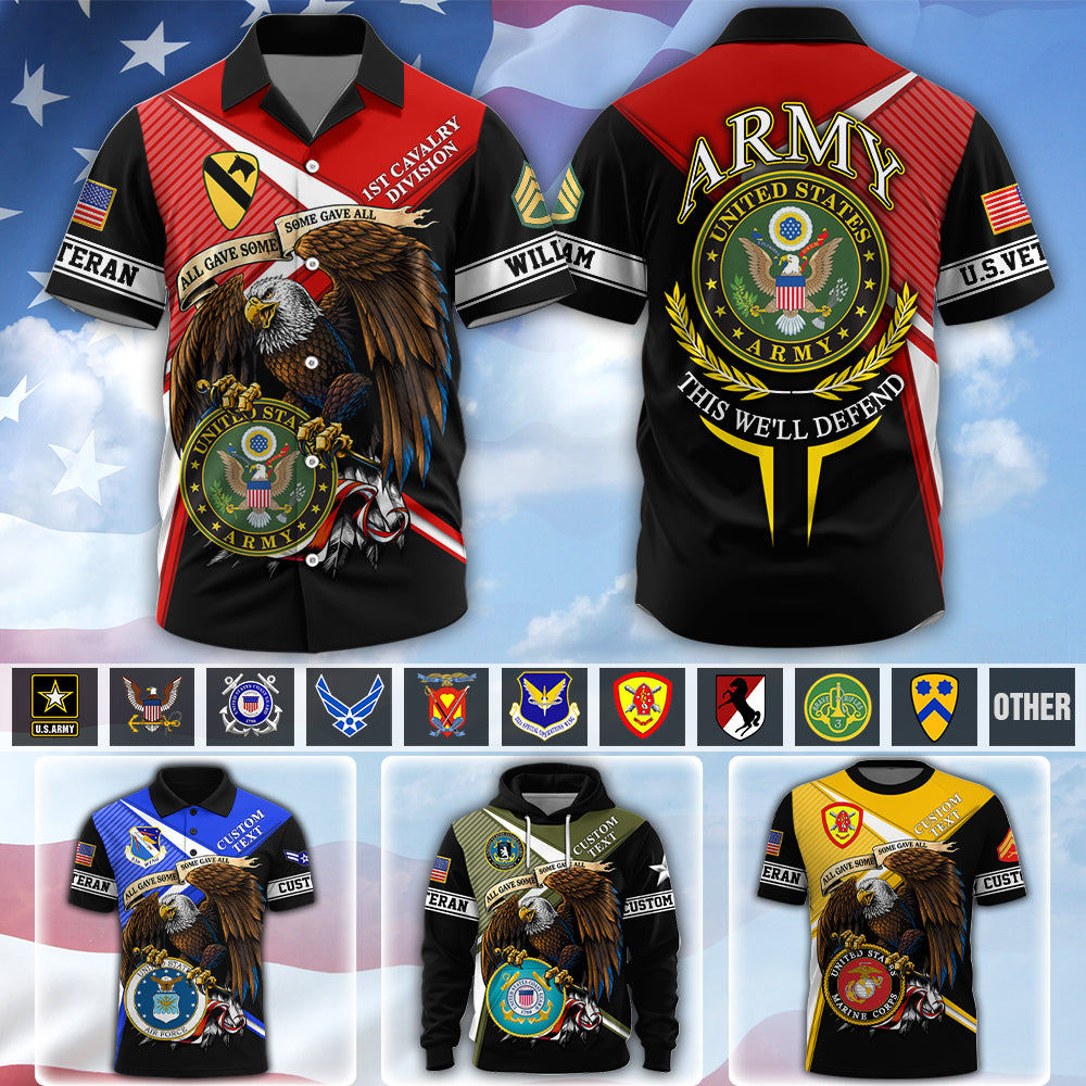 Customized Veteran Shirt Proudly Served Available All Military Branch Eagle America Gift For Veterans K1702 MT2