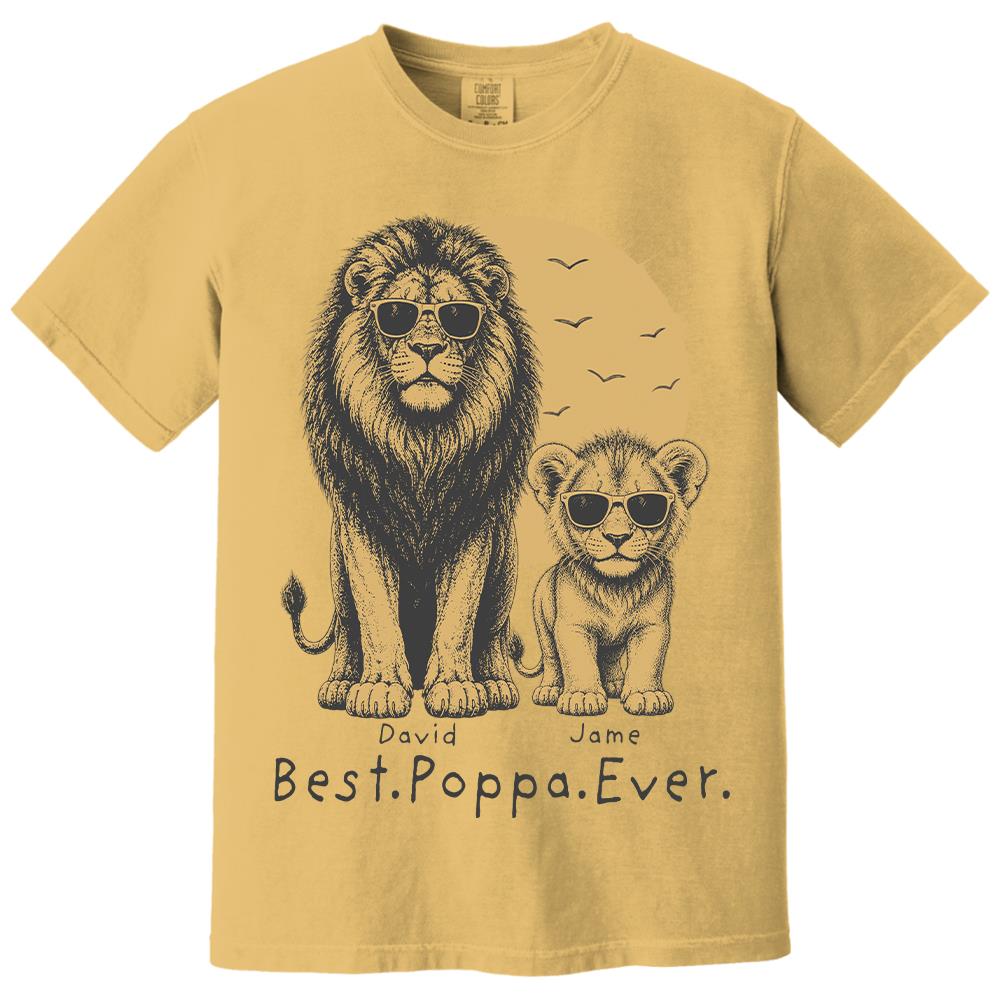 Retro Vintage Lion Dad And Kids Daddy Protector - Personalized Shirt - Cool Father's Day Gift For Dad, Husband Hv01 Vr2