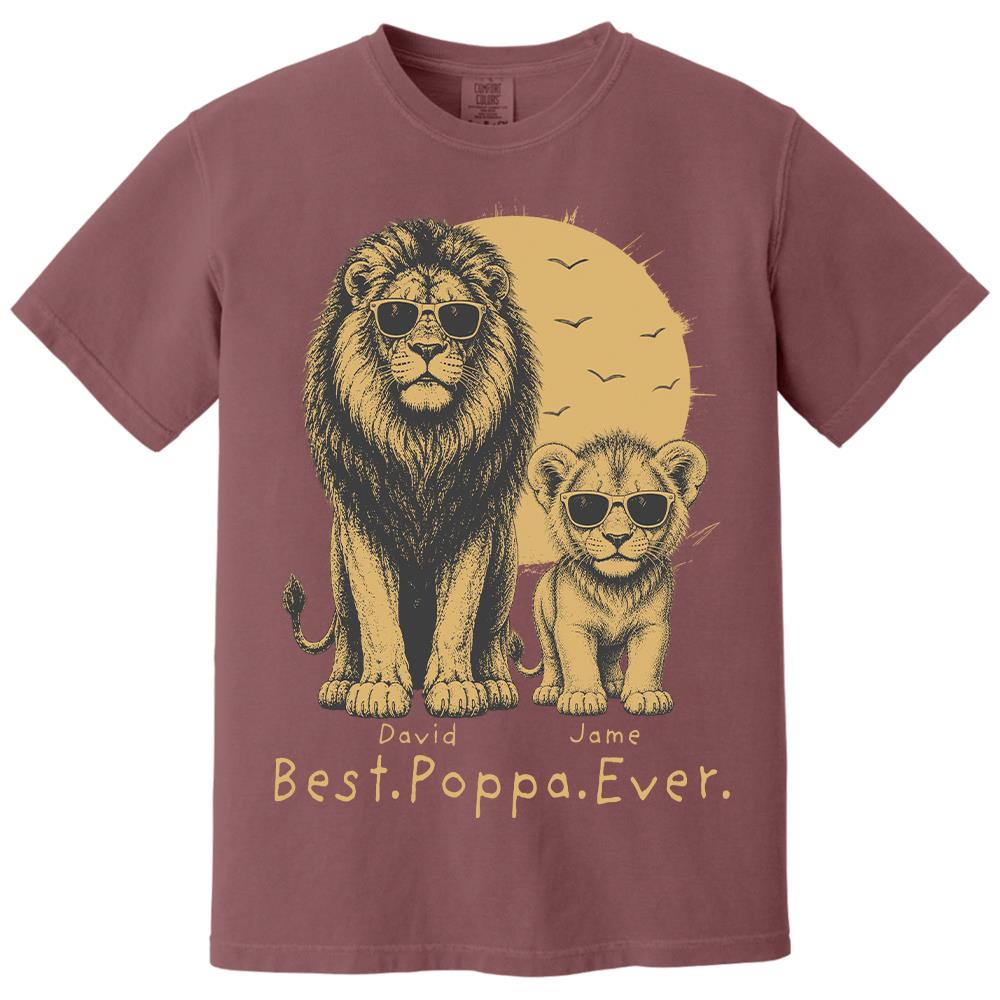 Retro Vintage Lion Dad And Kids Daddy Protector - Personalized Shirt - Cool Father's Day Gift For Dad, Husband Hv01 Vr2