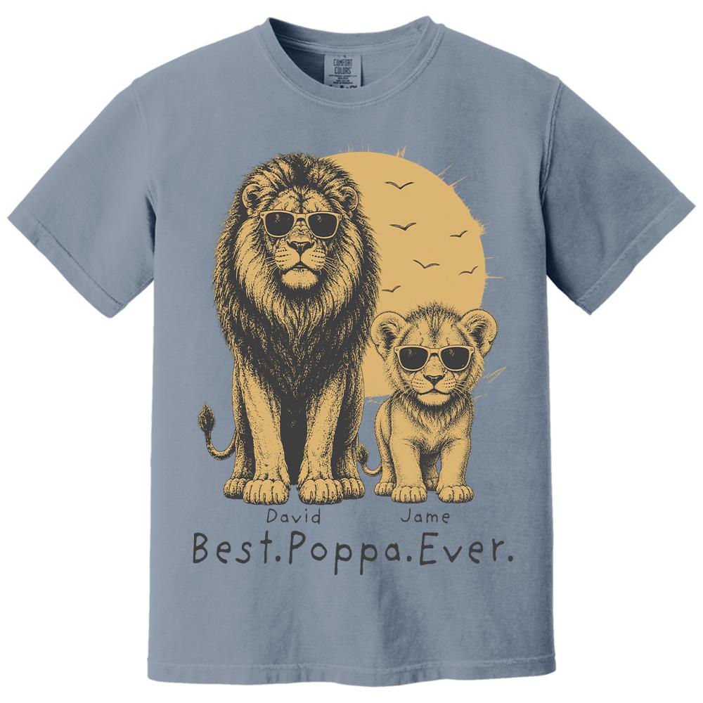 Retro Vintage Lion Dad And Kids Daddy Protector - Personalized Shirt - Cool Father's Day Gift For Dad, Husband Hv01 Vr2