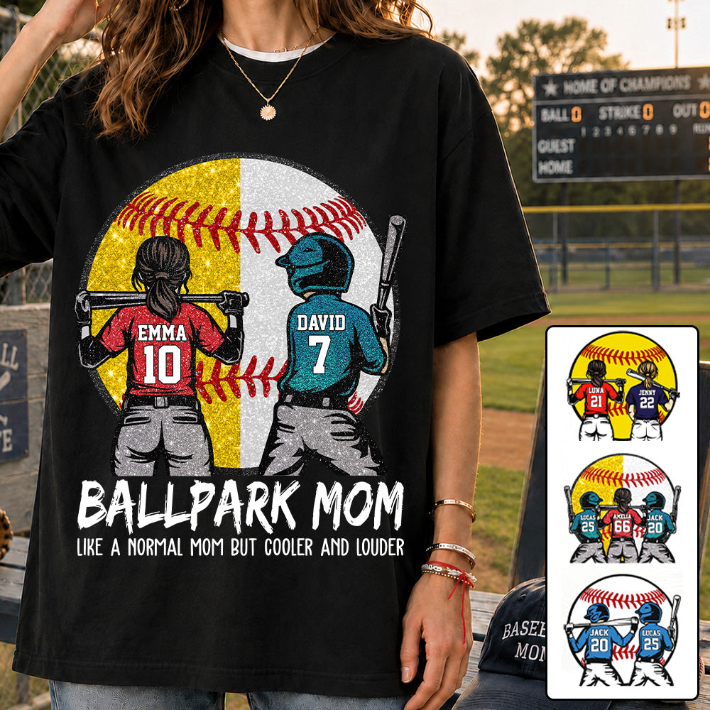 Personalized Baseball Softball Mom Ballpark Mom Shirt Like A Normal Mom But Cooler And Louder Gift For Sport Family T1807 T24