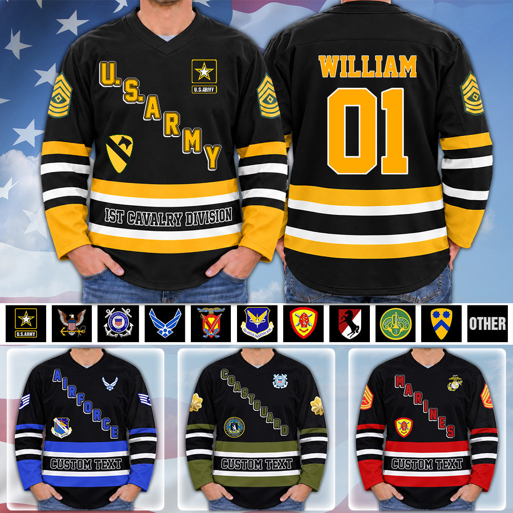Personalized Hockey Jersey Military Available All Military Branches Custom Military Patches Gift For Veteran Soldier K1702 MT2 KL07