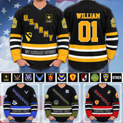Personalized Hockey Jersey Military Available All Military Branches Custom Military Patches Gift For Veteran Soldier K1702 MT2 KL07