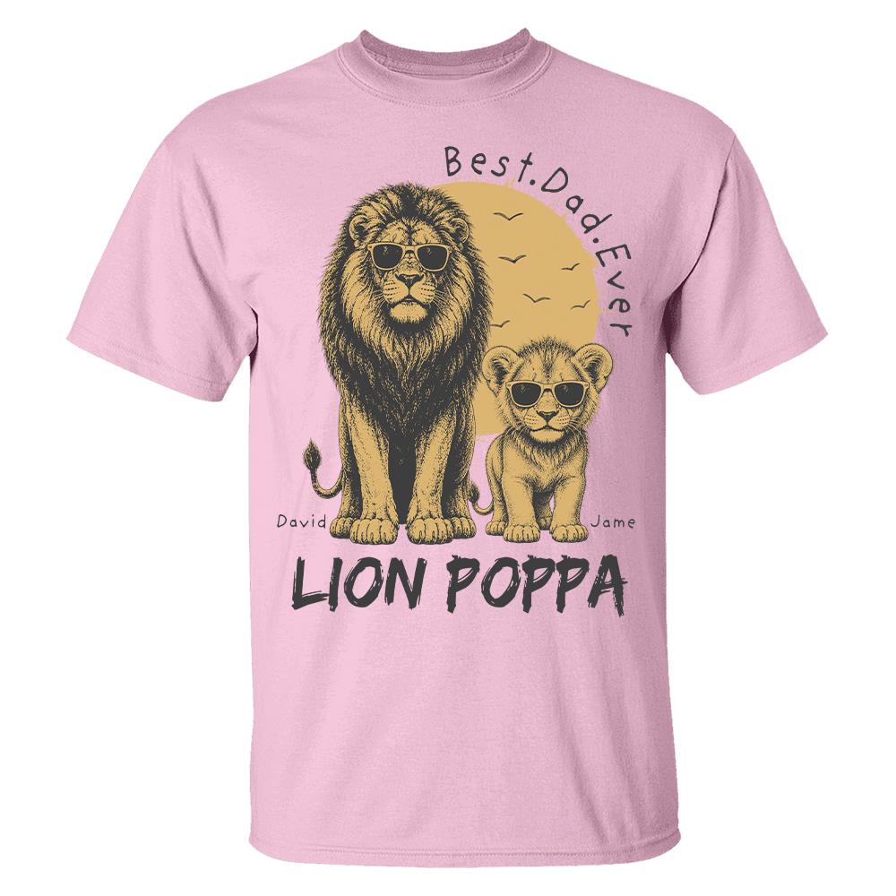 Retro Vintage Lion Dad And Kids Daddy Protector - Personalized Shirt - Cool Father's Day Gift For Dad, Husband Hv01 Vr1