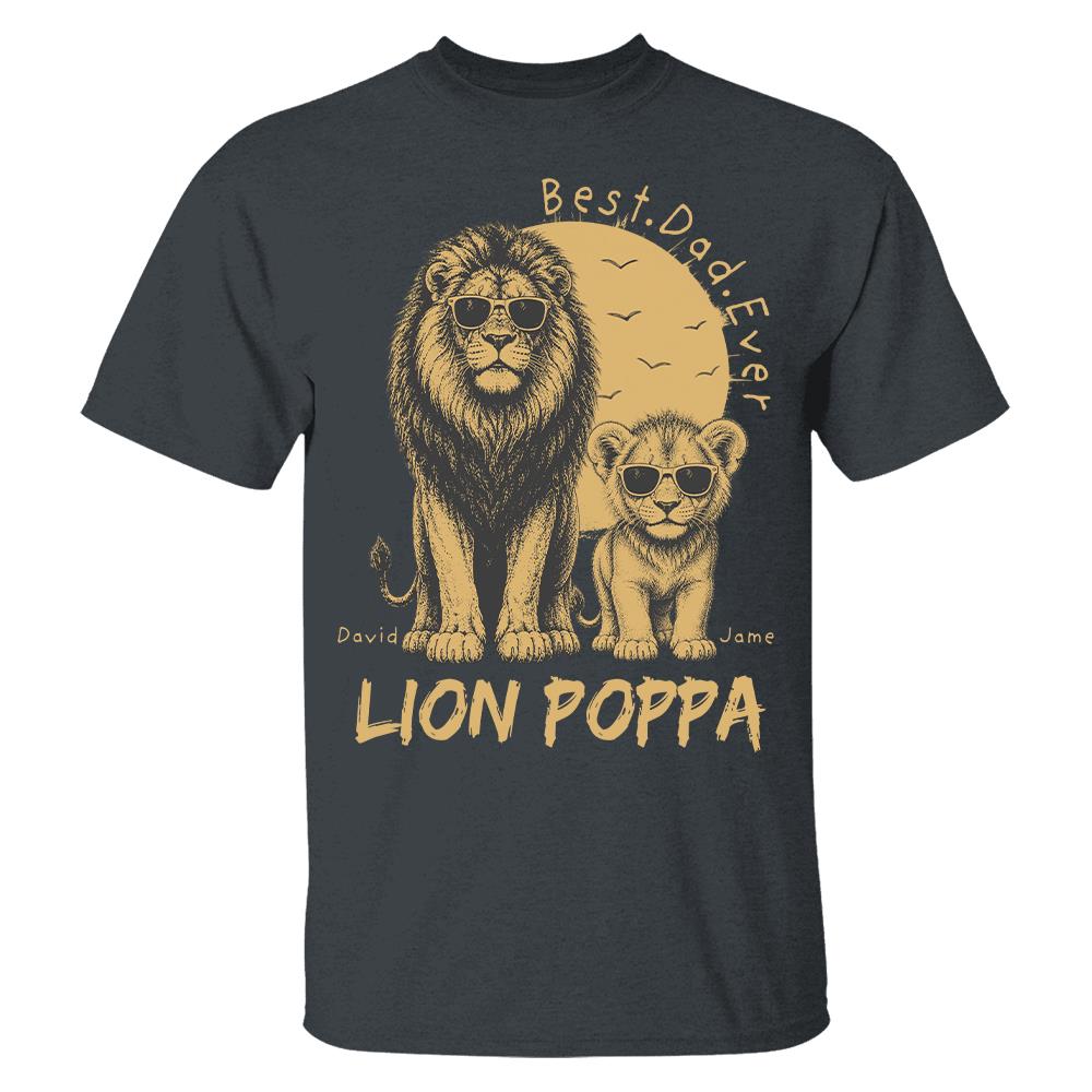Retro Vintage Lion Dad And Kids Daddy Protector - Personalized Shirt - Cool Father's Day Gift For Dad, Husband Hv01 Vr1