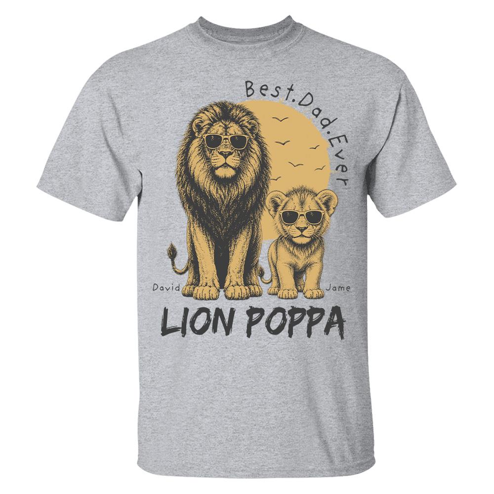 Retro Vintage Lion Dad And Kids Daddy Protector - Personalized Shirt - Cool Father's Day Gift For Dad, Husband Hv01 Vr1