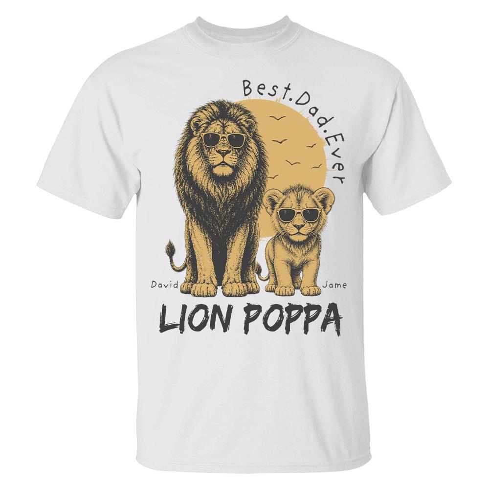 Retro Vintage Lion Dad And Kids Daddy Protector - Personalized Shirt - Cool Father's Day Gift For Dad, Husband Hv01 Vr1