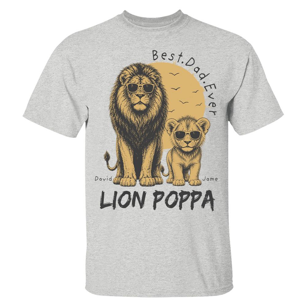 Retro Vintage Lion Dad And Kids Daddy Protector - Personalized Shirt - Cool Father's Day Gift For Dad, Husband Hv01 Vr1