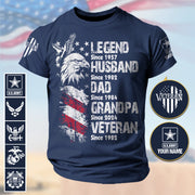 Personalized Shirt Legend Veteran Husband Dad Grandpa Gift For Veterans Available All Military Branches K1702 MT2