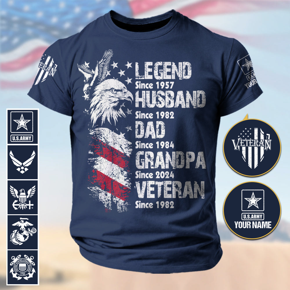 Personalized Shirt Legend Veteran Husband Dad Grandpa Gift For Veterans Available All Military Branches K1702 MT2