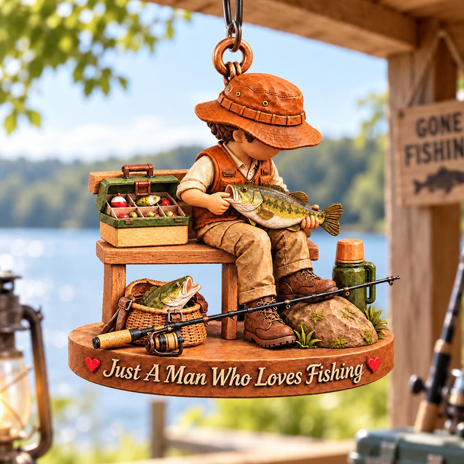Personalized Just A Boy Who Loves Fishing Custom Name Christmas Ornament Gift for Son Dad Fishing H2511 Trna