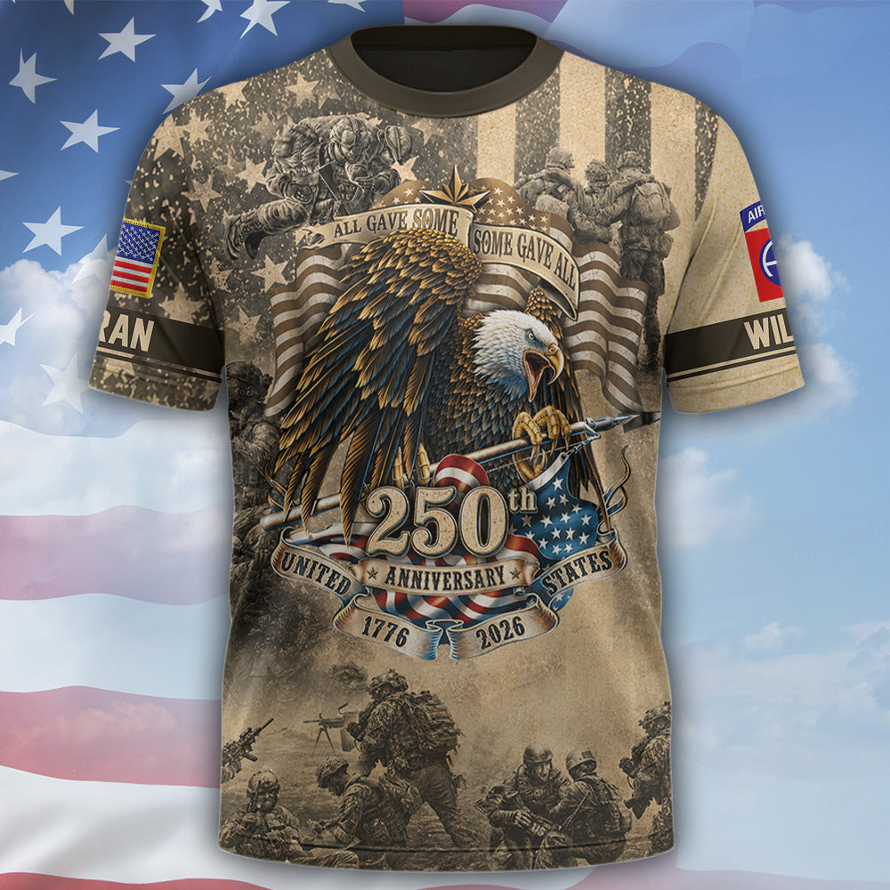 Custom Shirt United States of USA 250 Years Anniversary Eagle Vintage Style Shirt Gift For Veterans K1702 MT2