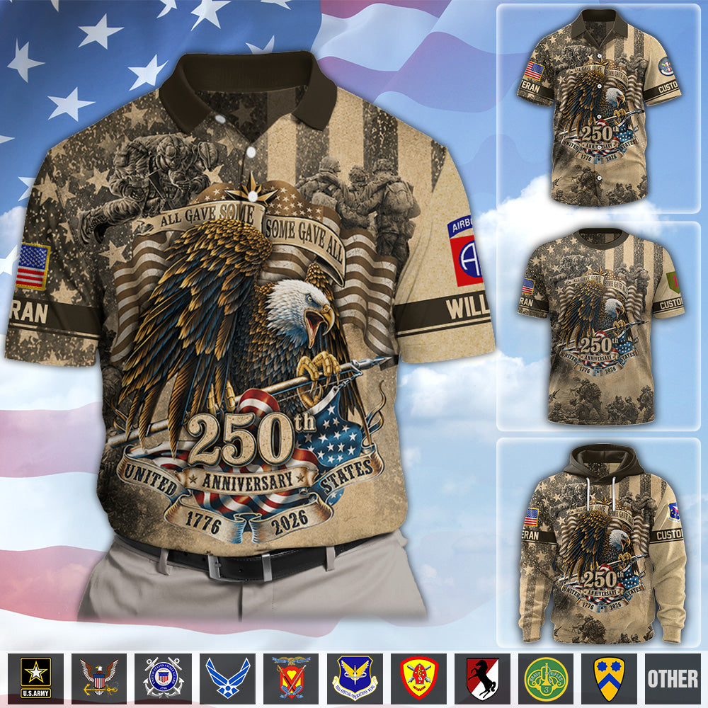 Custom Shirt United States of USA 250 Years Anniversary Eagle Vintage Style Shirt Gift For Veterans K1702 MT2
