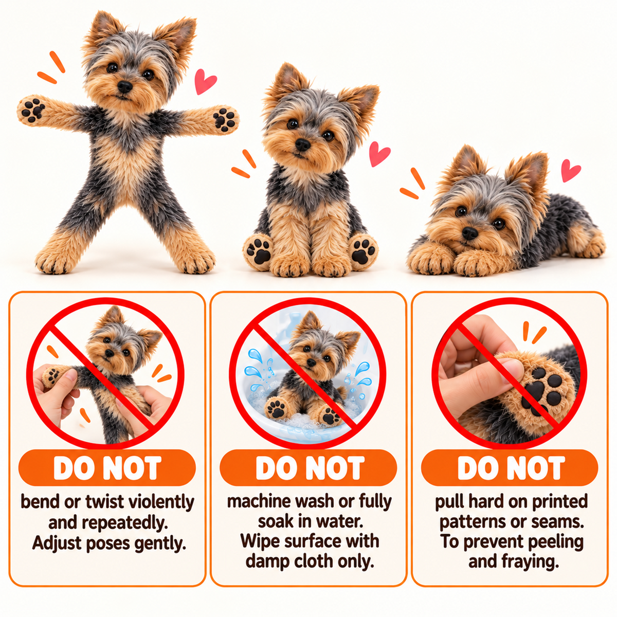 Personalized Yorkshire Terrier Photo Pet Squishy Toy Poseable Plush Doll, Funny Gift For Dog Mom, Dad, Pet Lover T1807 T24 TL06
