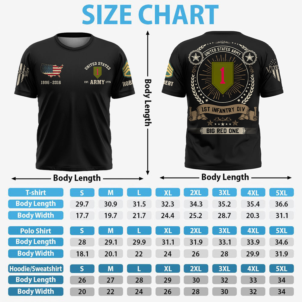 Custom Veteran All Over Print Shirt Available All Military Branches Custom Division Rank Soldier K1702 Trhn
