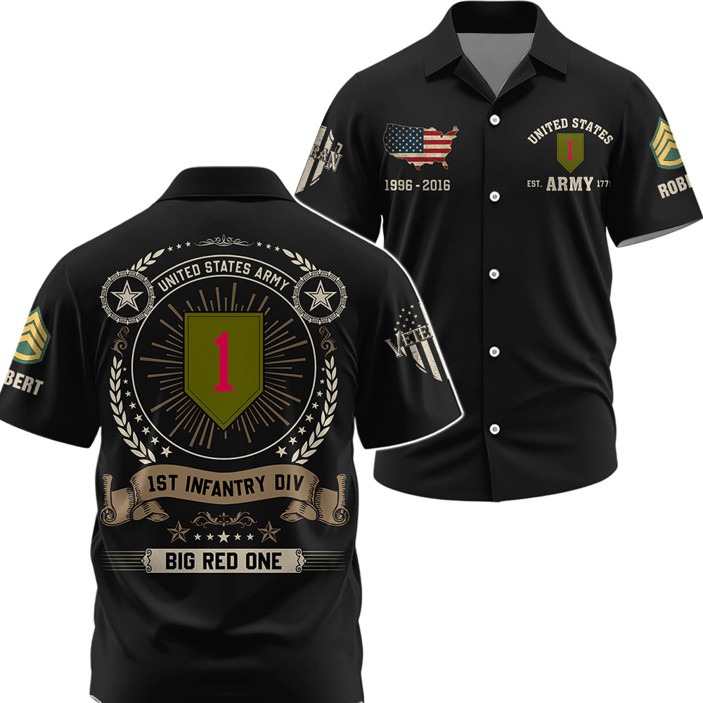 Custom Veteran All Over Print Shirt Available All Military Branches Custom Division Rank Soldier K1702 Trhn