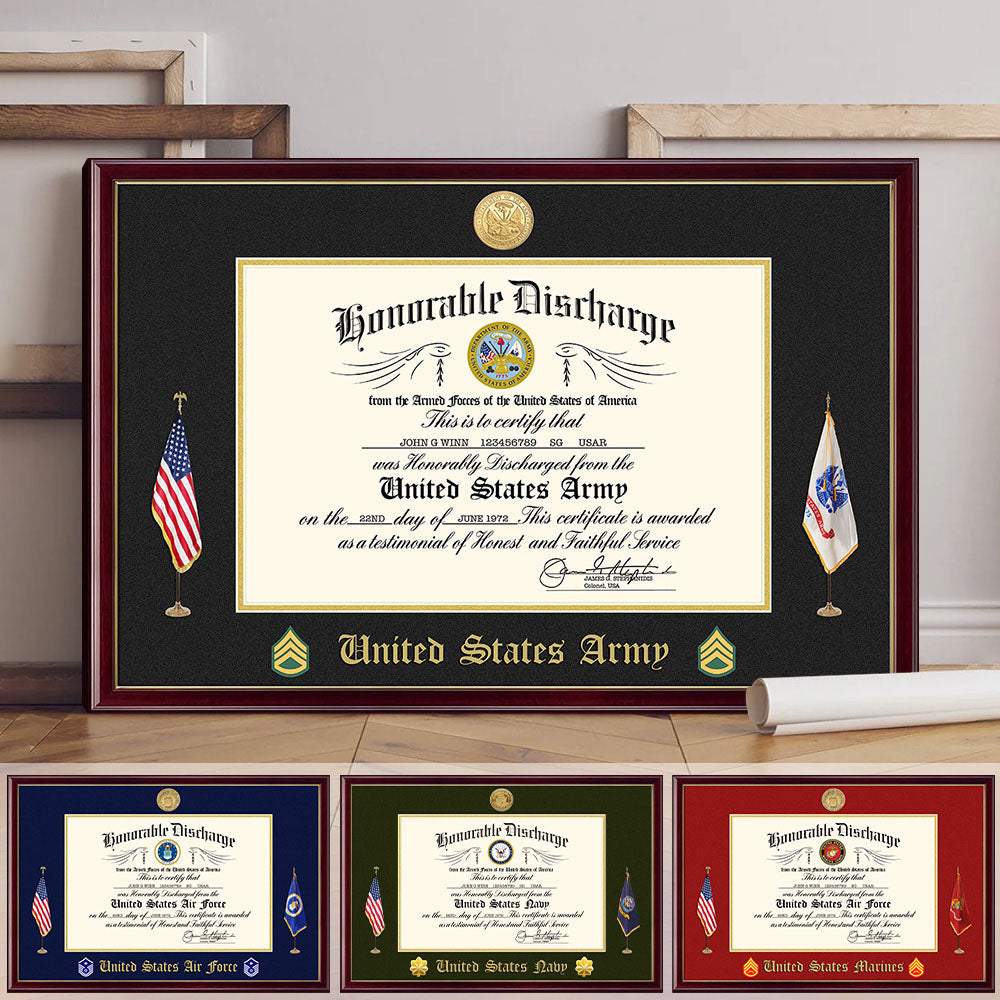 Custom Poster And Canvas Honorable Discharge Plaque. Military Award Available To All Military Branches Veteran Gift K1702