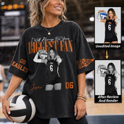 I'll Always Be Your Biggest Fan, Personalized Vintage “Biggest Fan” Volleyball Shirt, Custom School Team Name, Gift For Volleyball Lovers T1807 TH23