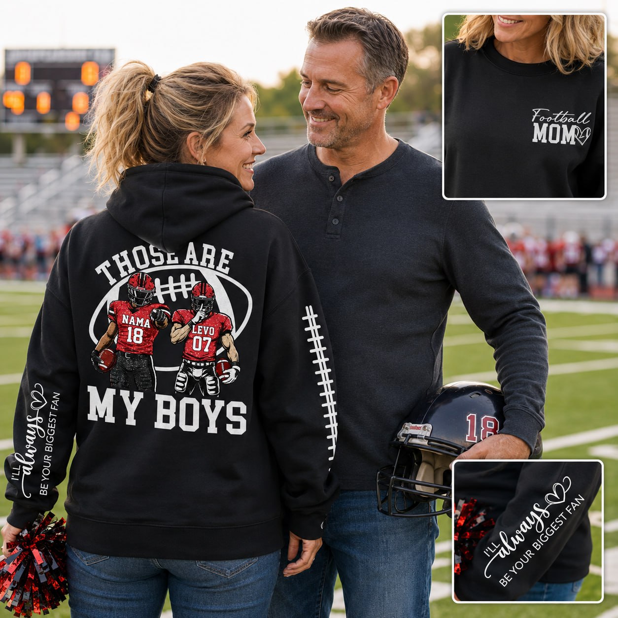 Personalized Football Mom Shirt, Those Are My Boy Sweatshirt, Football Kids Game Day Tee Na02 T24