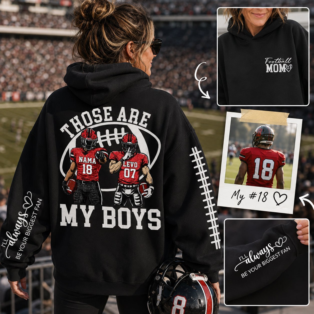 Personalized Football Mom Shirt, Those Are My Boy Sweatshirt, Football Kids Game Day Tee Na02 T24