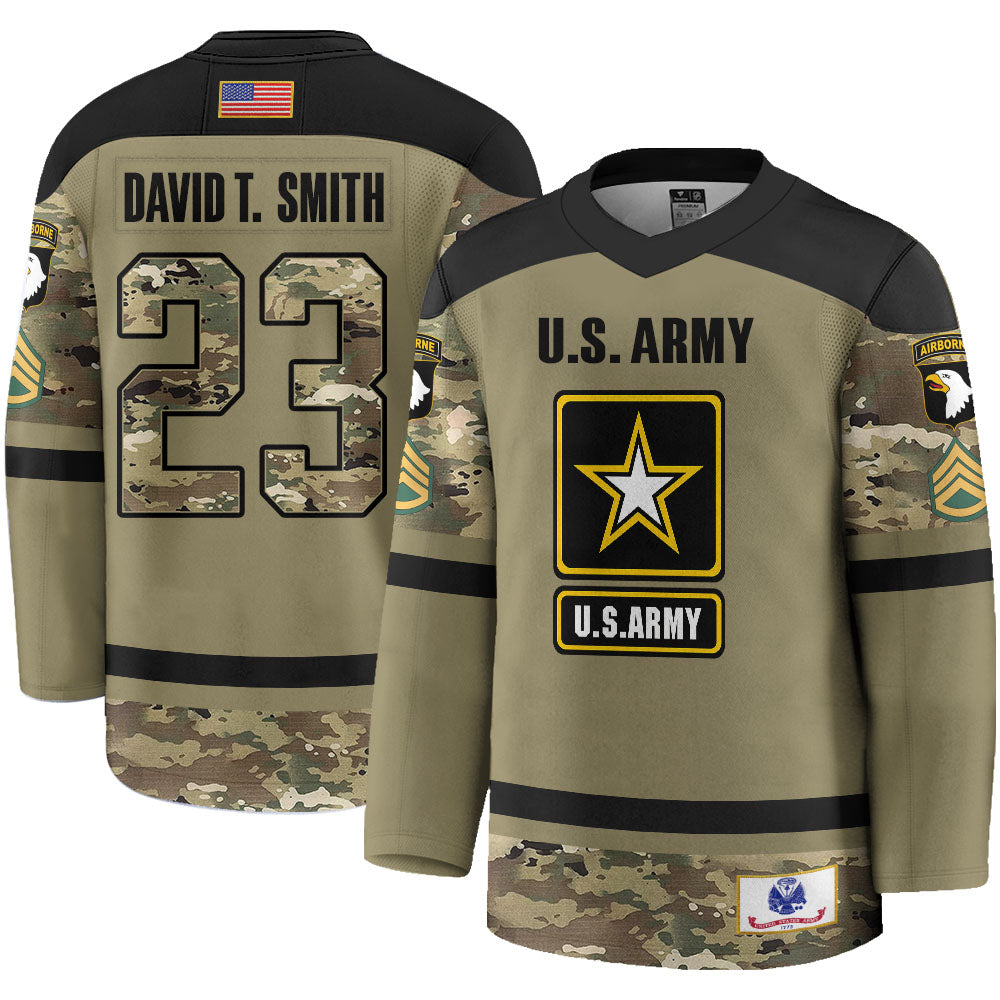 Custom Military Camouflage Hockey Jersey Custom All Branches Gift For Veteran Grandpa Dad K1702