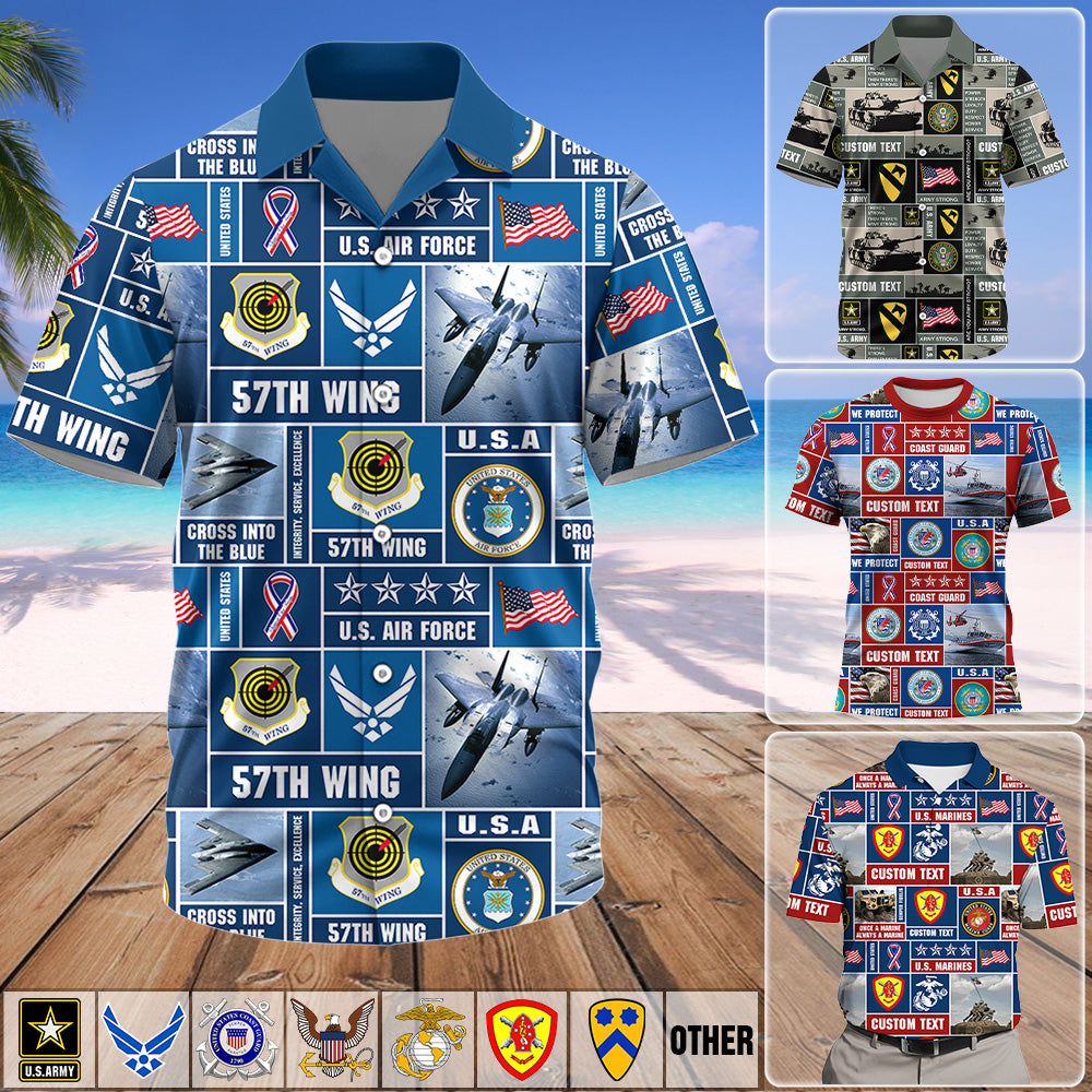 Personalized Hawaiian Shirt Custom Military Division Patches Gift For Veterans Custom All Branches All Over Print Shirt K1702